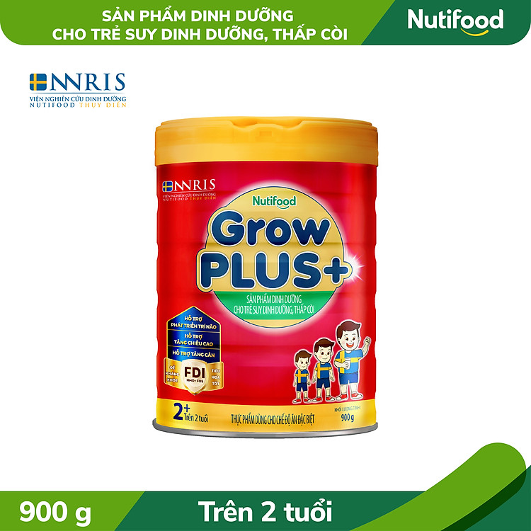 Sữa bột Nutifood GrowPLUS+ Suy Dinh Dưỡng (Đỏ) 2+ Lon 900G