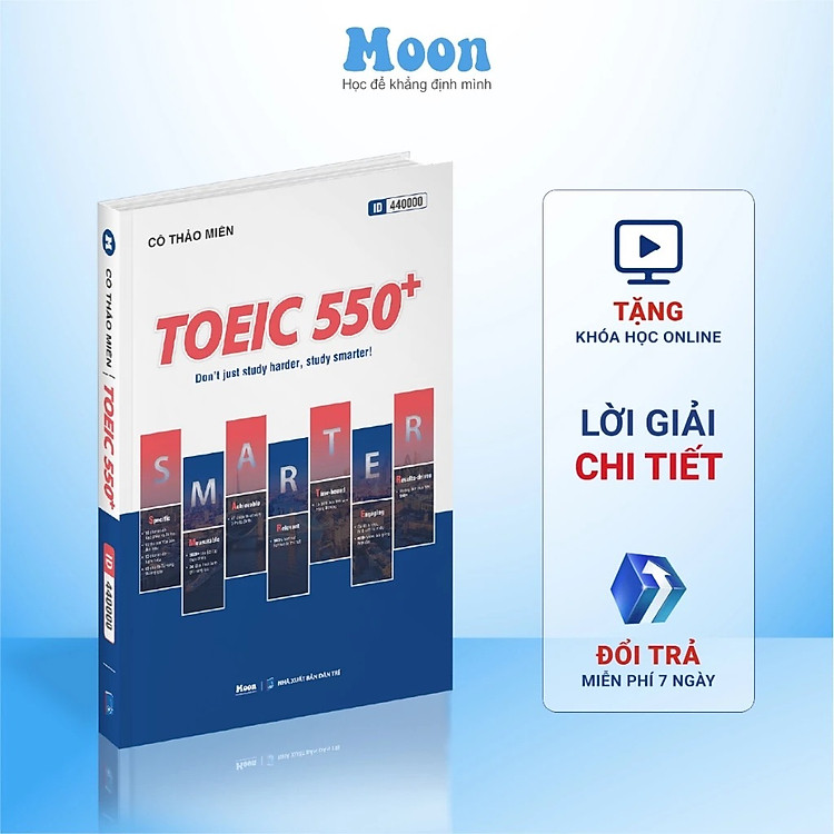 Sách Toeic 550+ Ôn thi toeic 2 kỹ năng reading & listening 2024 Moonbook
