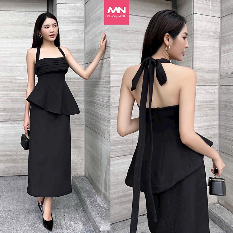 Set Đầm dự tiệc (Áo + chân váy) MINA thiết kế hở lưng dáng bút chì chất liệu Cotton – MN256