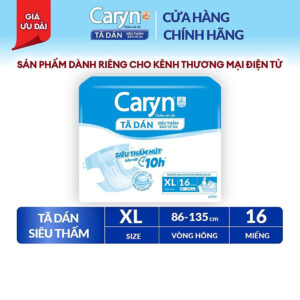 Tã/Bỉm dán người lớn siêu thấm Caryn dành cho người hạn chế khả năng đi lại Size XL16 miếng