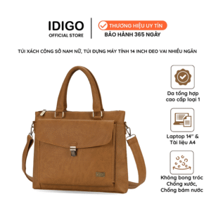 Túi xách công sở nam nữ đựng laptop 14 inch, túi đựng máy tính đeo vai nhiều ngăn, chứa được tài liệu A4 IDIGO UB2 - 6032