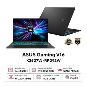 Asus Vivobook 16 K3607VJ-RP092W (Intel Core 5 210H | 16GB | 512GB | RTX 3050 | 16 inch WUXGA 144Hz | Win 11 | Đen) - HÀNG CHÍNH HÃNG