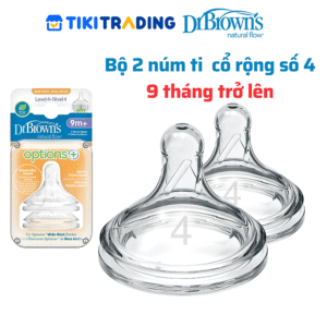 Bộ 2 núm ti Dr.Brown's bình sữa cổ rộng số 4 ( 9 tháng trở lên) dòng Plus