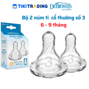 Bộ 2 núm ti Dr.Brown's bình sữa cổ thường Số 3 (6 - 9 tháng)