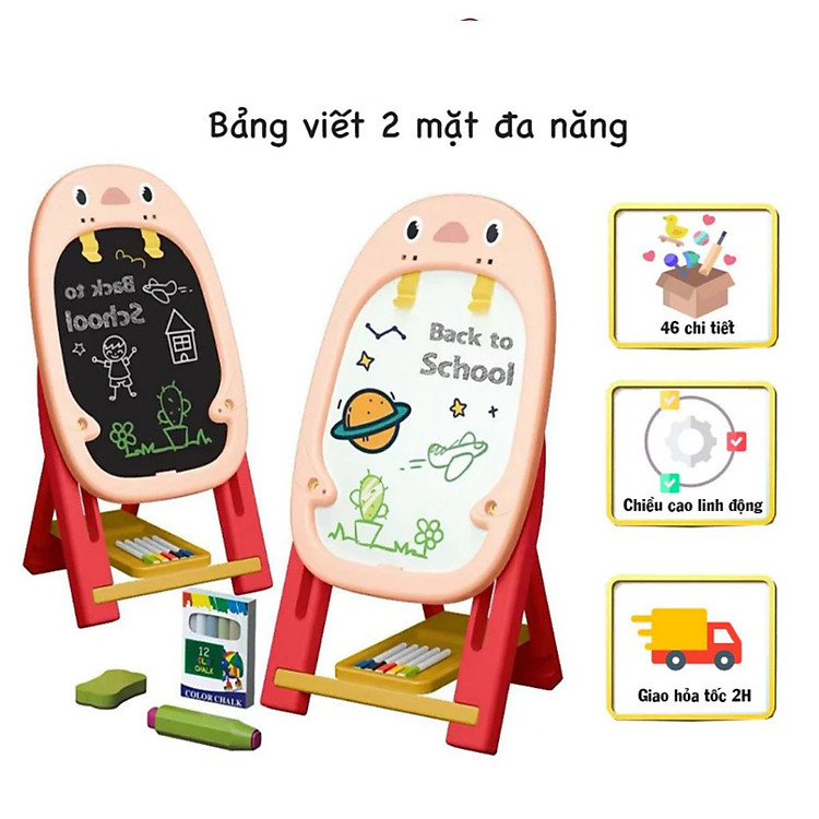 Bảng Viết Có Giá Đỡ, Bảng Vẽ Từ Tính 2 Mặt, Điều Chỉnh Chân Ghế Di Động Tặng Kèm Phụ Kiện Phấn Và Bút Viết Xóa Cho Bé