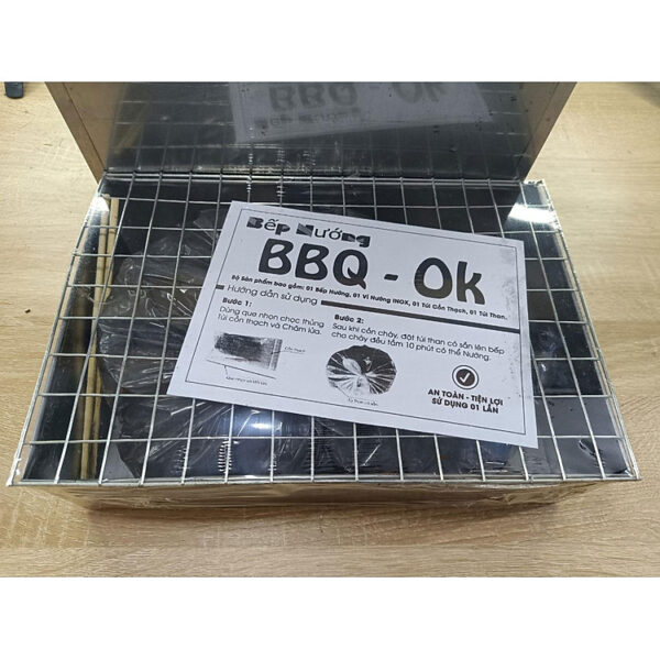 Bếp Nướng Than BBQ 31x21x9cm Tặng Kèm Túi Than Và Cồn