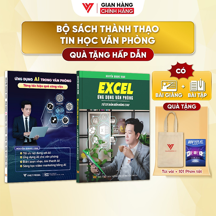 Combo 2 Sách Ứng Dụng AI Và Sách Excel – Ứng Dụng Văn Phòng Từ Cơ Bản Đến Nâng Cao