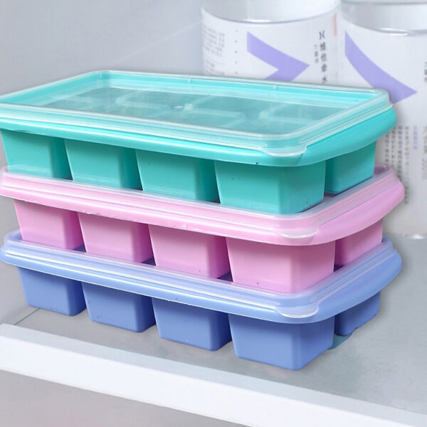 COMBO 3 Vỉ đá, Khay làm đá, Khay đựng đồ ăn dặm có nắp loại 8 viên