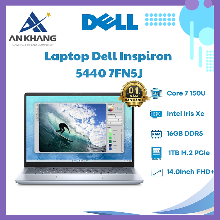 Laptop Dell Inspiron 5440 7FN5J (Core 7 150U/ 16GB/ 1TB SSD/ 14 inch FHD+/ Win 11/ Office/1Y) – Hàng Chính Hãng – Bảo Hành 12 Tháng
