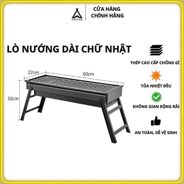 Lò nướng kéo ngoài trời Suncojia tặng dụng cụ hỗ trợ, giá nướng than gỗ, có thể gấp gọn và di động