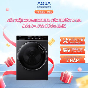 Máy giặt lồng ngang Aqua Inverter 10kg AQD-DW1000J.BK - Bảo hành 2 năm - Hỗ trợ lắp đặt - Hàng chính hãng