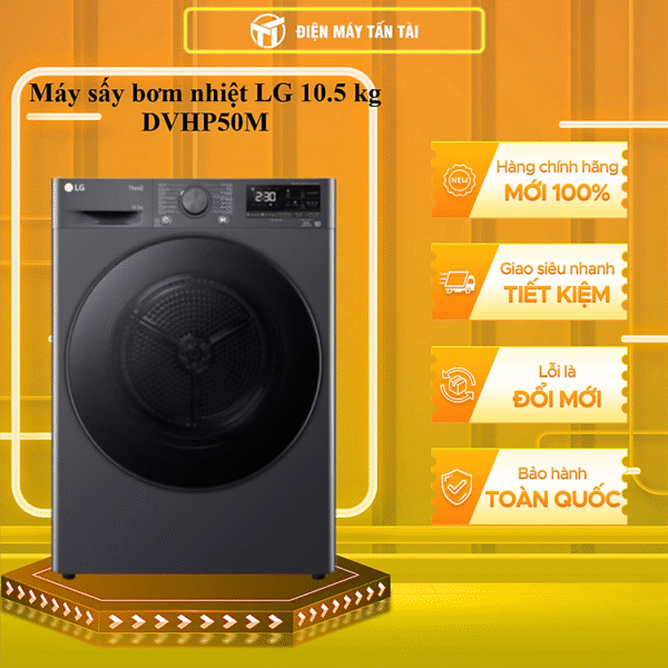 Máy Sấy Bơm Nhiệt LG Inverter 10.5 Kg DVHP50M - Hàng chính hãng - Giao HCM và 1 số tỉnh thành