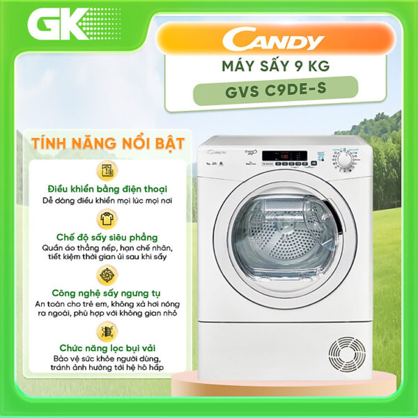 Máy sấy Candy 9 Kg GVS C9DE-S