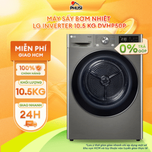 Máy sấy LG DVHP50P DUAL Inverter Heat Pump 10,5kg (xám) - Hàng chính hãng (chỉ giao HCM)