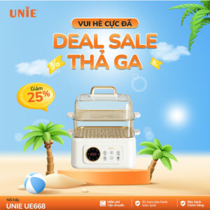 Nồi lẩu, hấp đa năng UNIE UE668, 8 chức năng, dung tích 10L, 2 tầng hấp, hấp gà nguyên con, hấp bên trên nấu bên dưới, Hàng chính hãng bảo hành 12 tháng