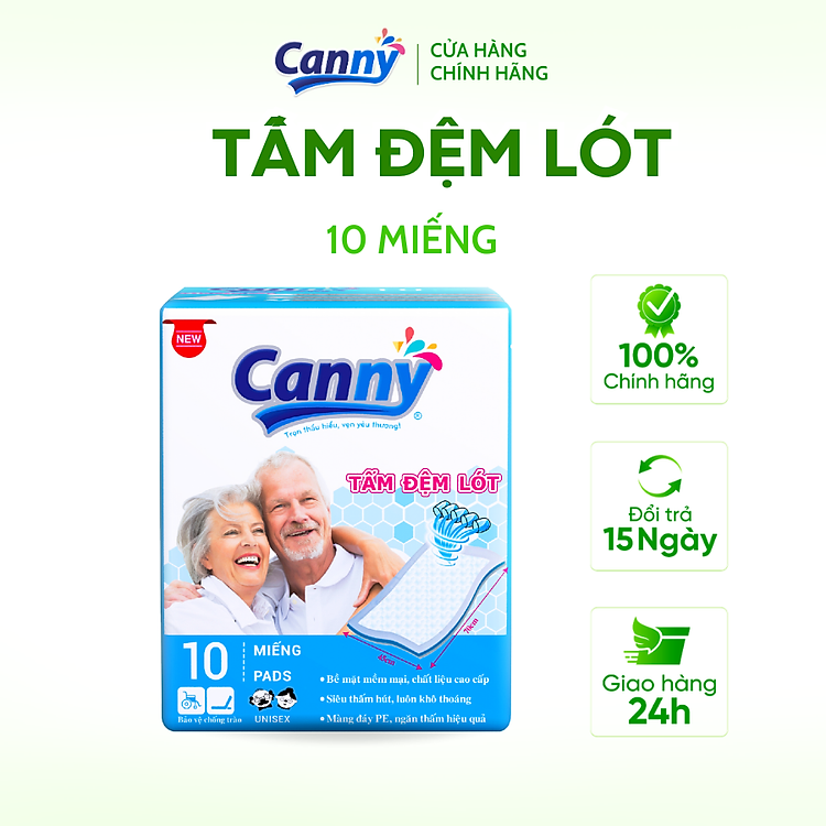 Tấm Đệm Lót Người Lớn CANNY Siêu Mềm Mại, Siêu Thấm, Kháng Khuẩn (10 miếng/gói)