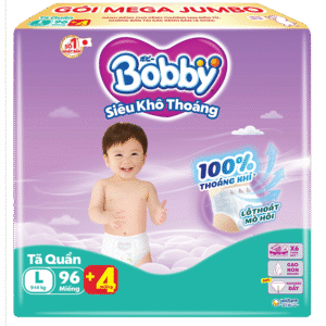 [TẶNG KÈM 4 MIẾNG] Tã quần Bobby Siêu Khô Thoáng - 100% Thoáng Khí Mega Jumbo - L96