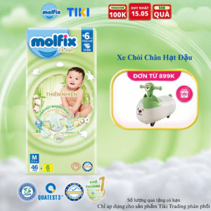 Tã/bỉm dán Molfix Thiên nhiên Jumbo M (6kg - 11kg) - Gói 46+6 miếng