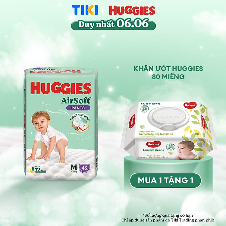 Tã quần Huggies Airsoft size M gói 46 miếng