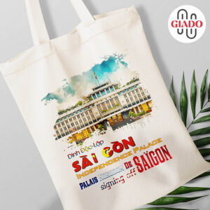 Túi canvas GIADO, túi vải bố, túi tote mẫu Sài Gòn dinh độc lập