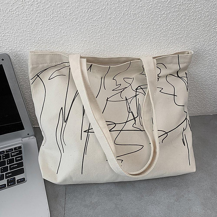 Túi Tote Nữ Thời Trang Hàn Quốc Vải Bố Canvas Màu Kem Dạng Đeo Vai Có Khóa Kéo Ngăn Phụ Trong Đựng Macbook, Laptop. Phụ Kiện Đi Làm Văn Phòng Đi Học Chơi Du Lịch Dã Ngoại Phượt