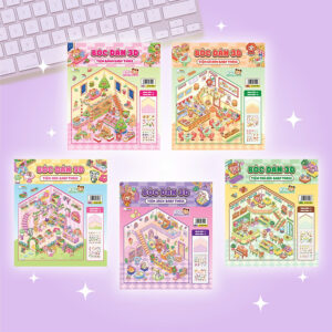 Combo 5 Cuốn Bóc dán 3D Tiệm Hoa Baby Three (Đồ chơi bóc dán 300+ Sticker cho bé)