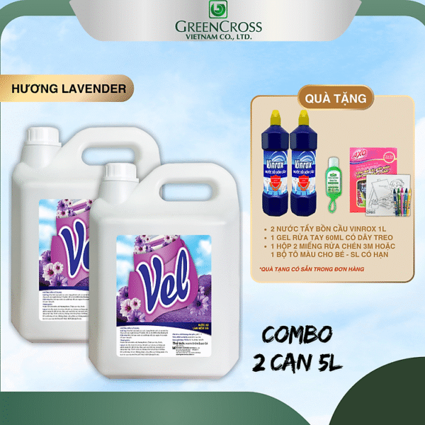 Combo Nước xả vải mềm vải, khử mùi, lưu hương bền lâu VEL Can 5 Lít Tiết kiệm