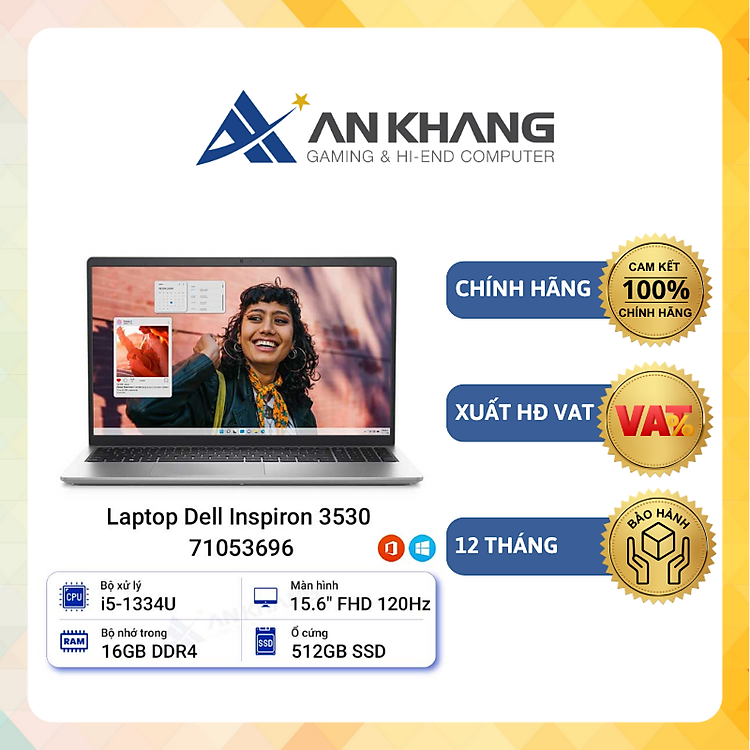 Laptop Dell Inspiron 15 3530 N3530-i7U161W11SLU-BL( Core i7-1355U| 16GB| 1TB SSD| 15.6″ FHD| Bạc) -Hàng Chính Hãng – Bảo Hành 12 Tháng Tại Dell Việt Nam