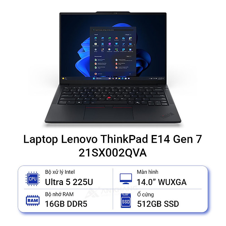 Laptop Lenovo ThinkPad E14 Gen 7 21SX002QVA (Intel Core Ultra 5 225U | 16GB | 512GB | 14 inch WUXGA | Intel Graphics | NoOS | Đen) – HÀNG CHÍNH HÃNG