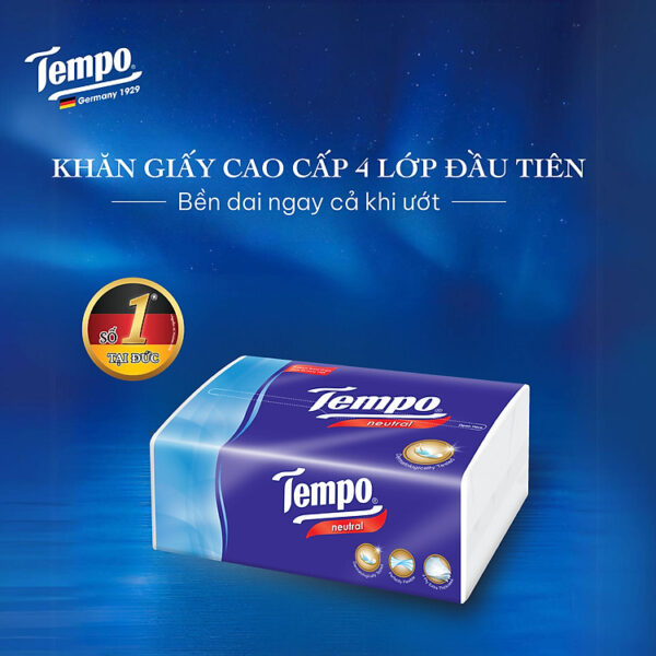 [MUA 2 LỐC TẶNG 1 HỘP KHĂN GIẤY] Khăn giấy rút cao cấp Tempo Softpack - 4 lớp bền dai, an toàn cho da - Thương hiệu Đức (4 gói/Lốc)