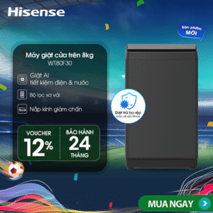 |SP MỚI 2025| Máy giặt Hisense 8kg WT80F30 Giặt AI thông minh, Bảo hành 2 năm, Giao hàng toàn quốc - HÀNG CHÍNH HÃNG