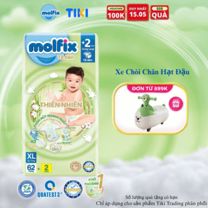 Tã/bỉm dán Molfix Thiên nhiên Super Jumbo XL (12kg - 17kg) - Gói 62+2 miếng