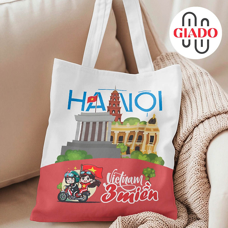 Túi canvas GIADO, túi vải bố, túi tote mẫu Việt Nam 3 miền Hà Nội – Nhiều kích thước và màu sắc